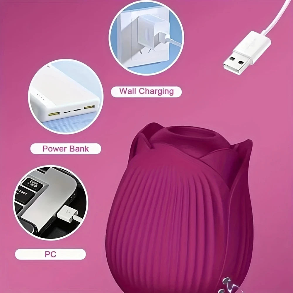 VelviRose X – Rose Suction Clit Stimulator with 10 Vibe Modes & Flexible Shaft 🌹💚