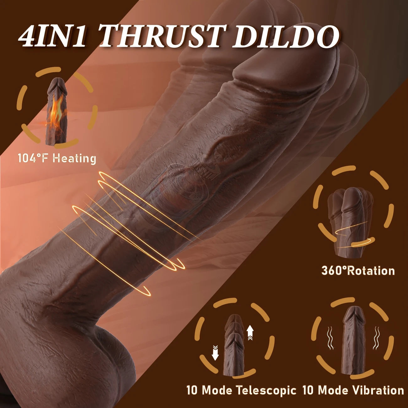 ThrustKing X – 4-in-1 Rotating Heatstroke Dildo with Remote Power Drive 🔥🍫💥