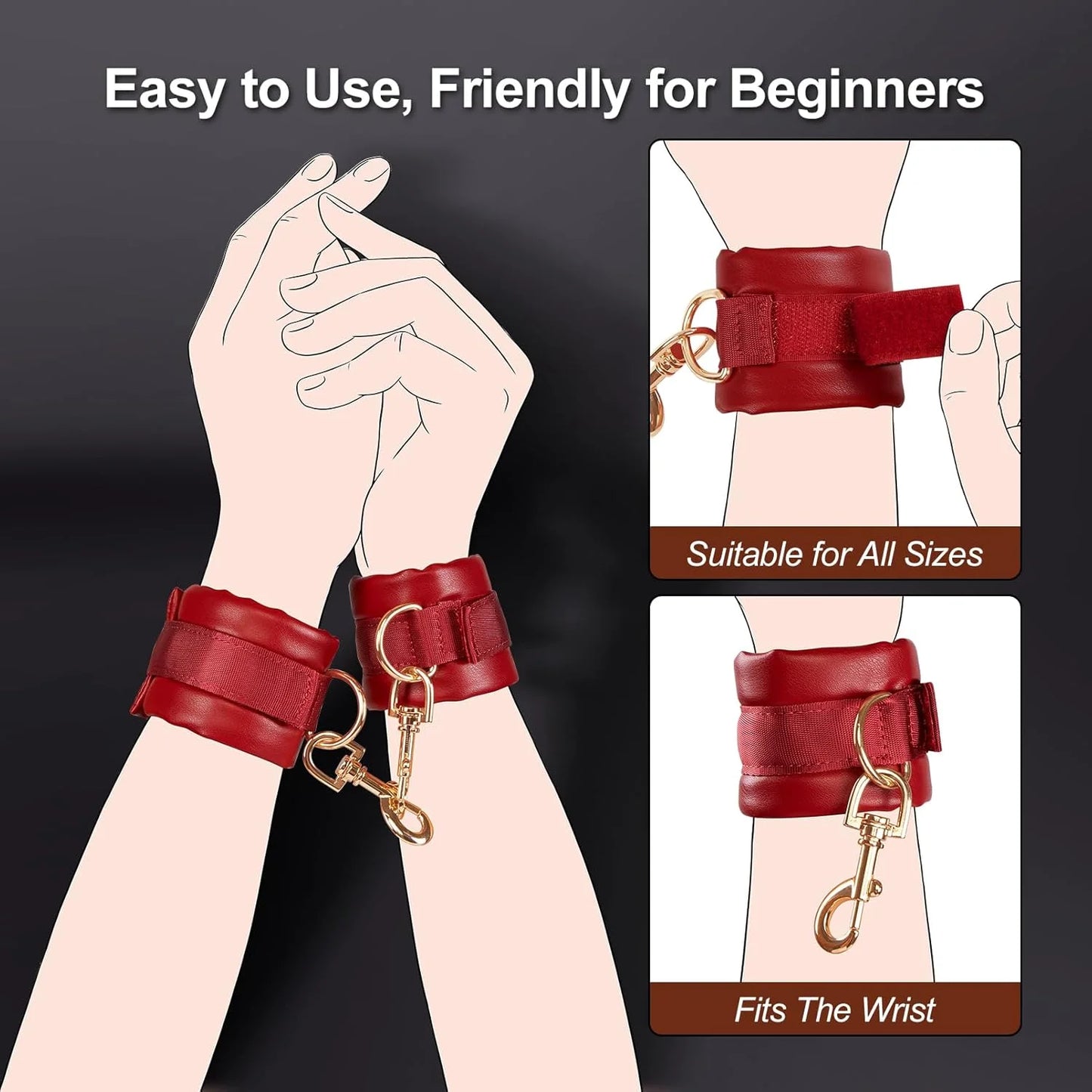 Velvettie Bond β Red Leather Restraint Cuffs π