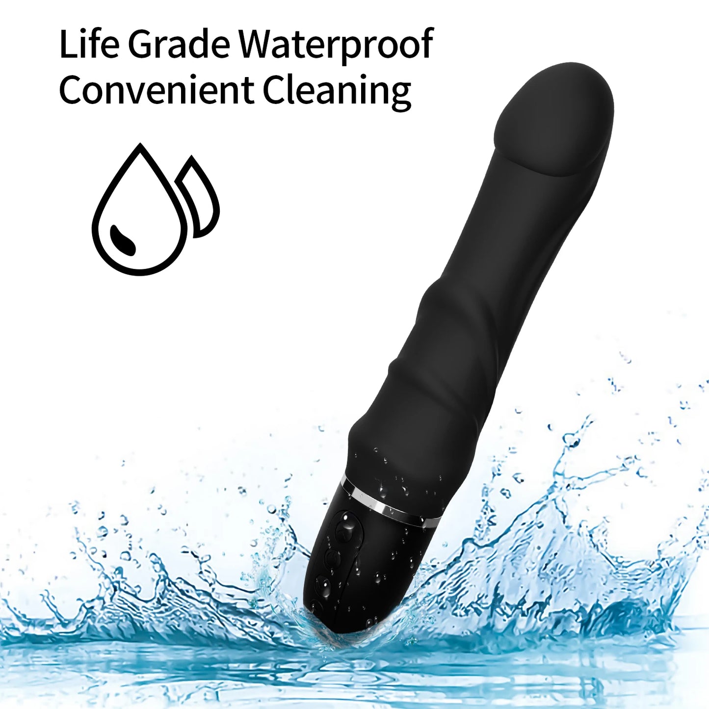 PulseRod – RealFeel G-Spot Dildo with Head Vibration & Wave Control 🍆⚡🖤