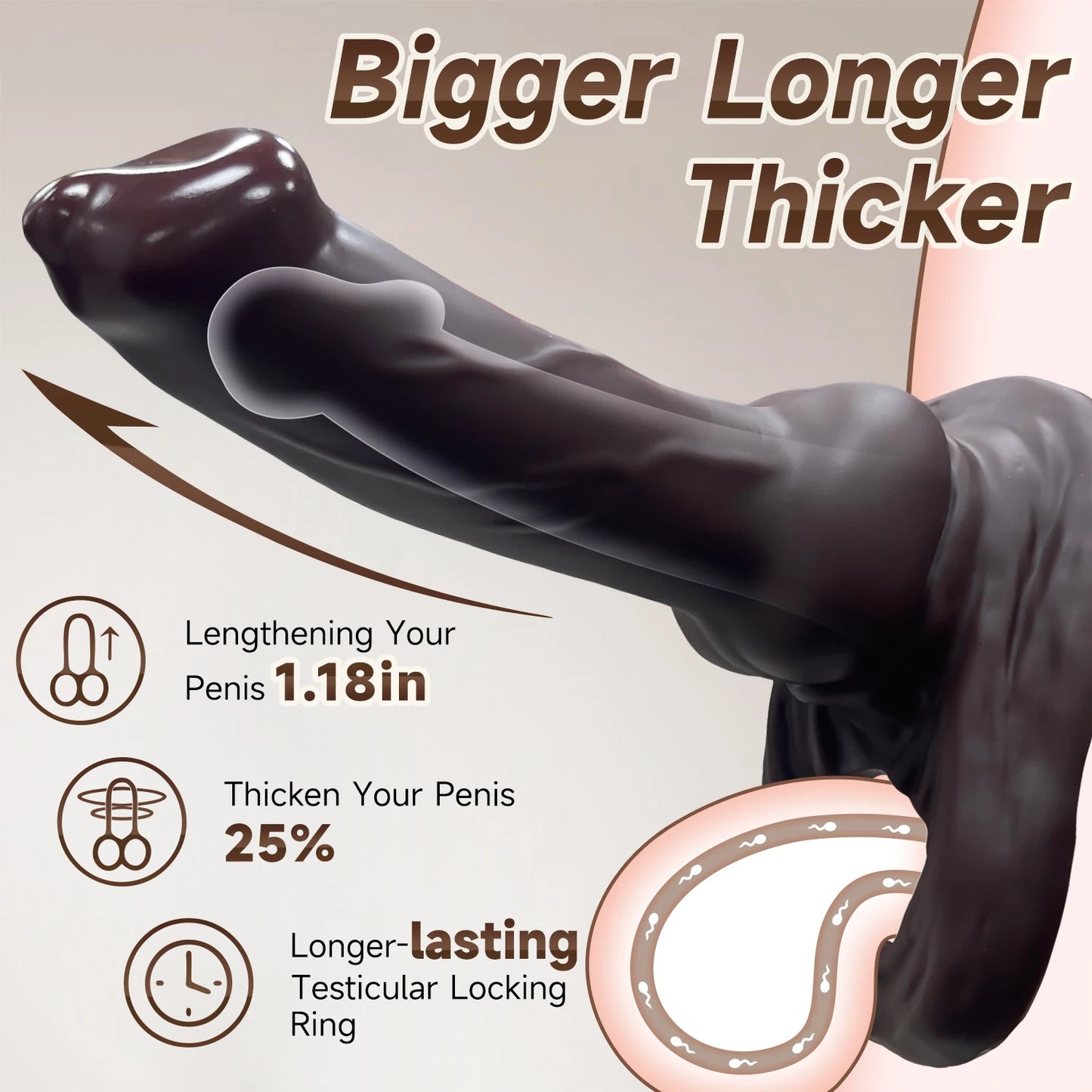 DeepStretch Supreme Cock Sleeve with Testicle Harness 🍫🔥