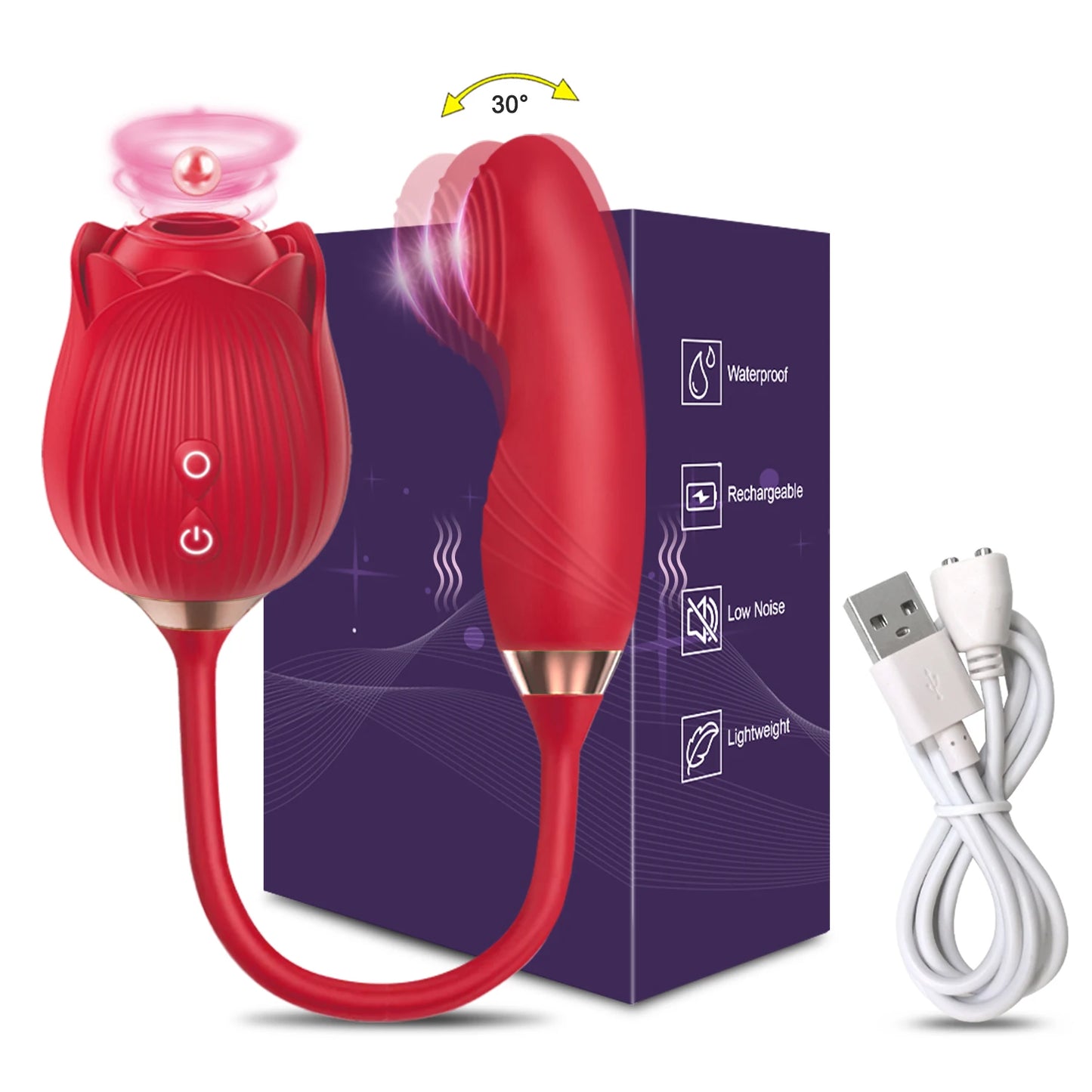 VelviRose X – Rose Suction Clit Stimulator with 10 Vibe Modes & Flexible Shaft 🌹💚