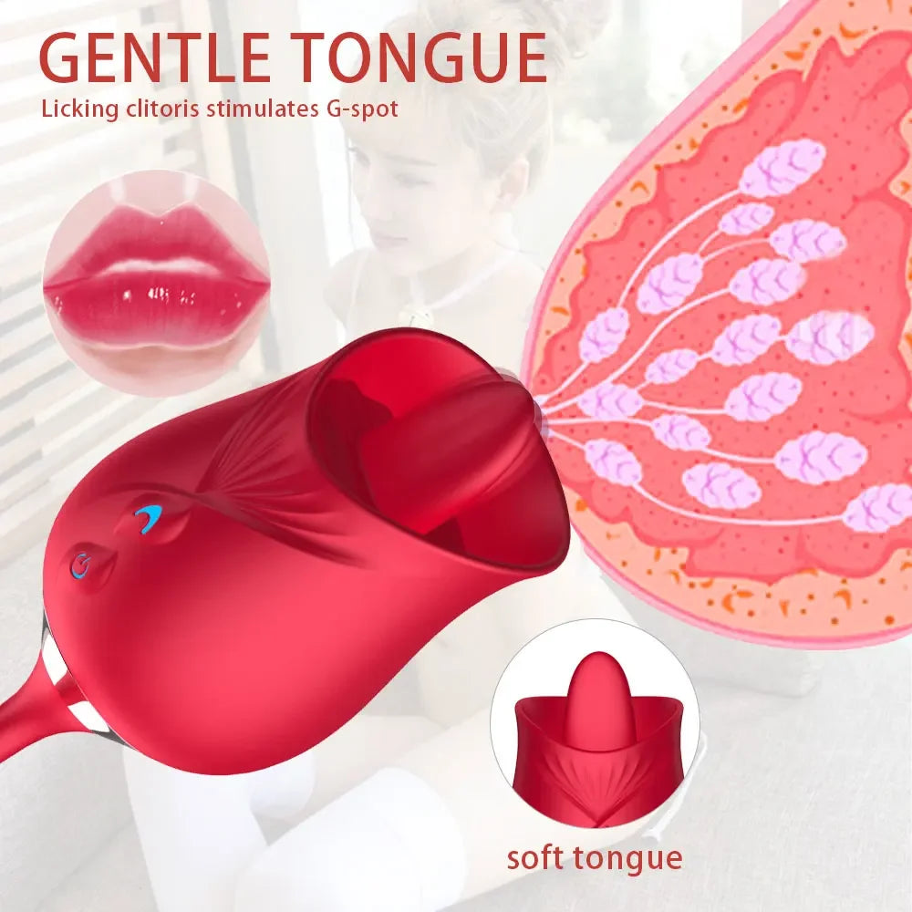 RoseBloom Thruster – 3-in-1 Licking, Sucking & G-Spot Vibe 🌹💦👅