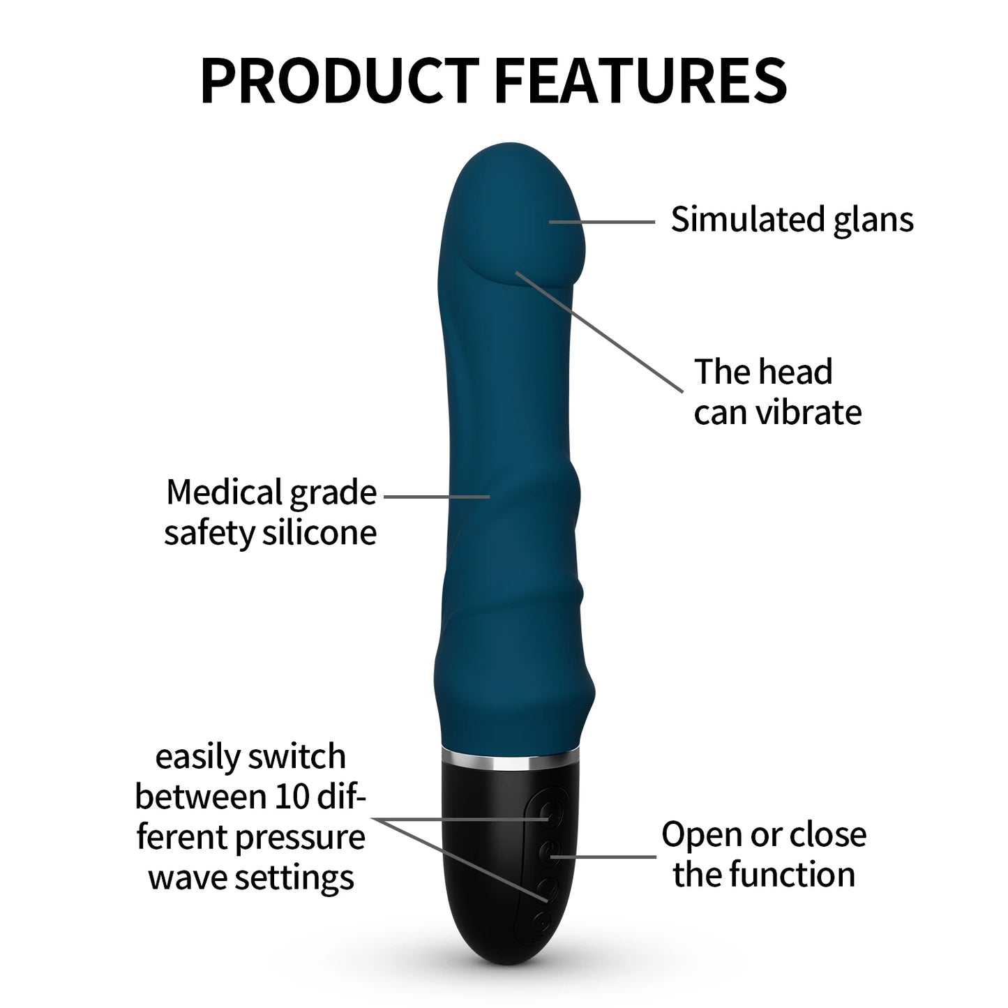 PulseRod – RealFeel G-Spot Dildo with Head Vibration & Wave Control 🍆⚡🖤