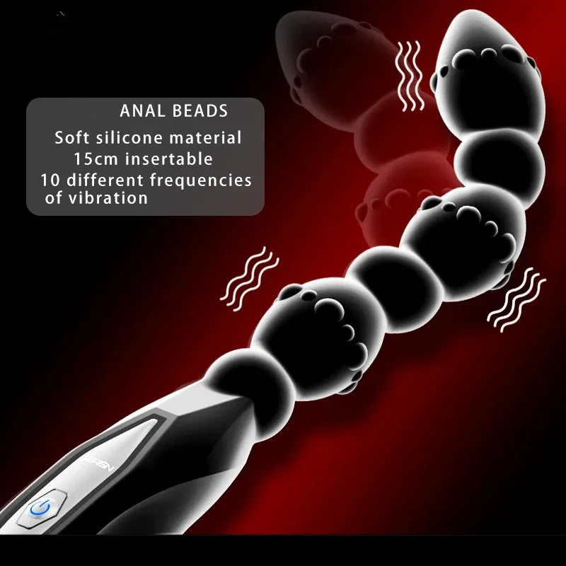 Duron Whip – 10-Mode Vibrating Anal Beads🔥