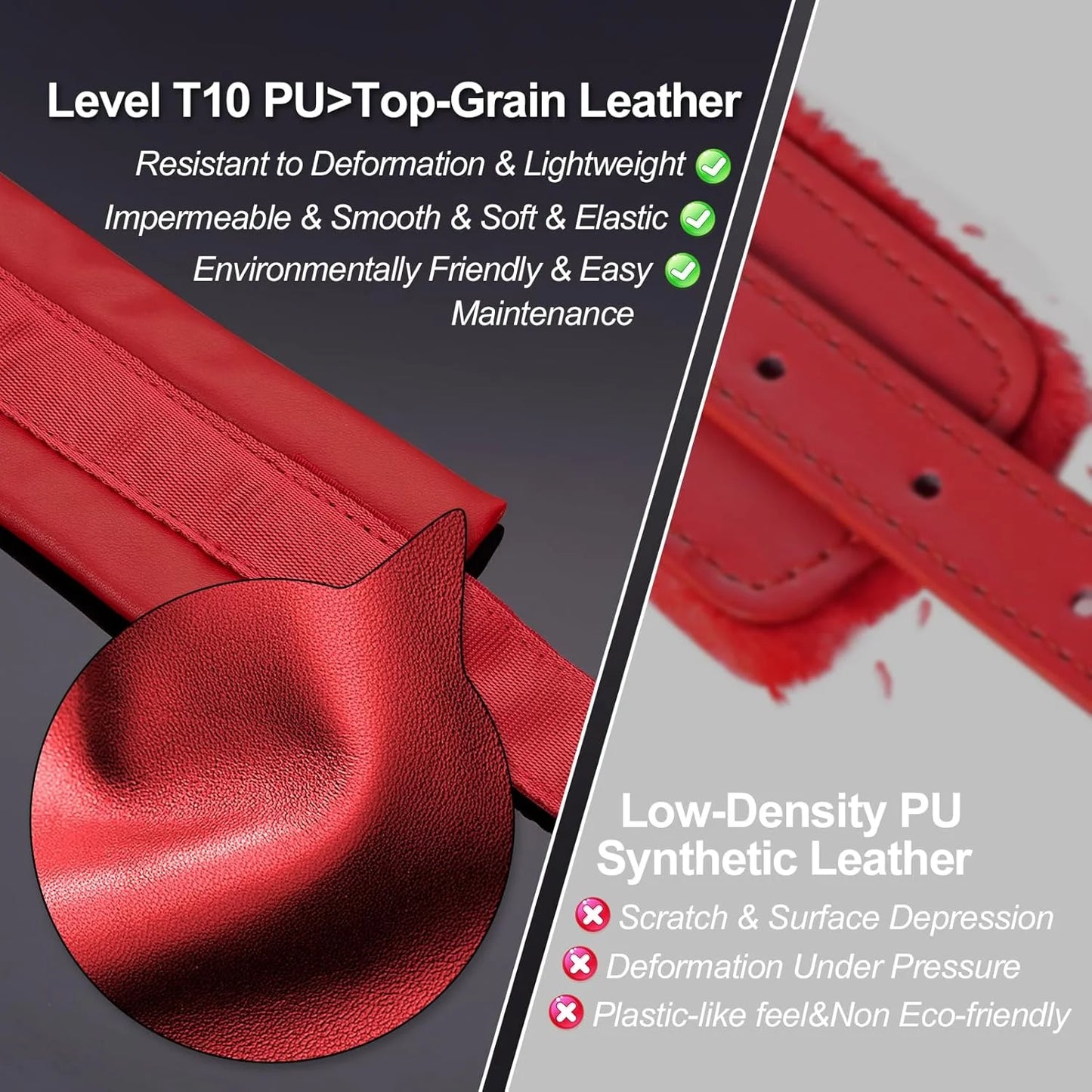 Velvettie Bond β Red Leather Restraint Cuffs π