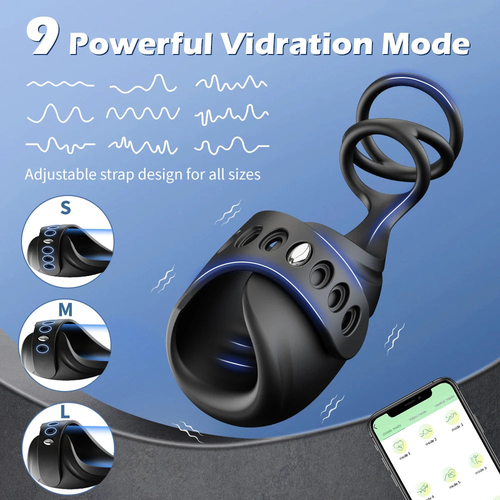 PulseLock X – 3-in-1 App-Controlled Cock Ring & Glans Massager 🔒📱💥