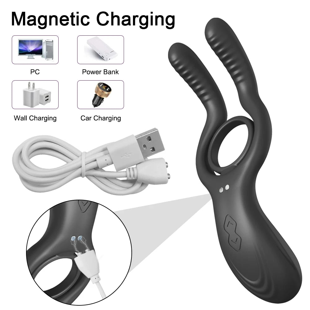 Dual Vibrating Clit & Cock Ring – 12-Mode Pleasure Enhancer⚡🔥