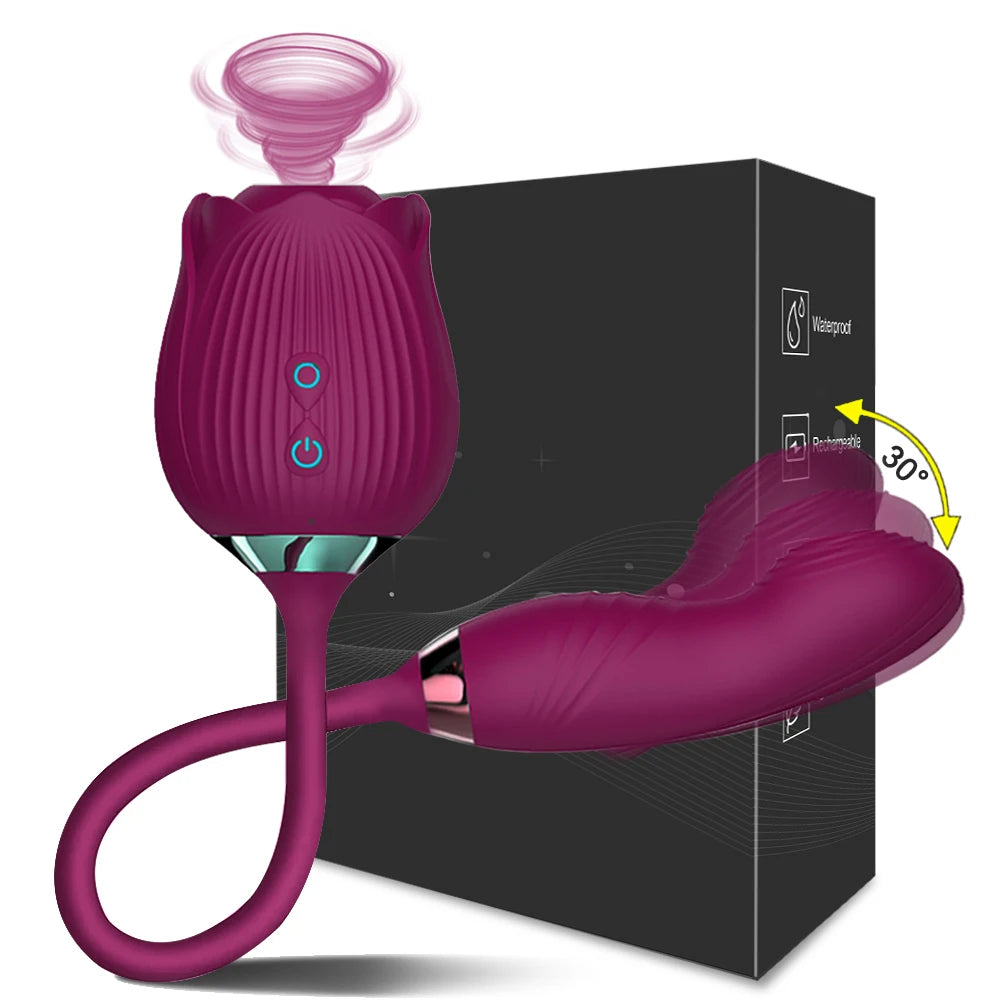 VelviRose X – Rose Suction Clit Stimulator with 10 Vibe Modes & Flexible Shaft 🌹💚