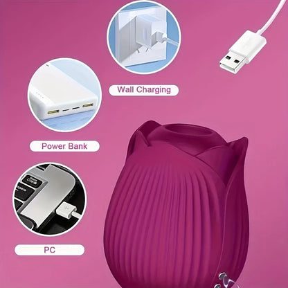 VelviRose X – Rose Suction Clit Stimulator with 10 Vibe Modes & Flexible Shaft 🌹💚