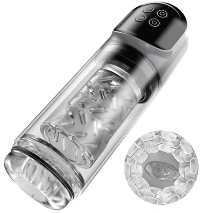 ThrustTrainer X – Smart LCD Stroker with Pump & Lick Modes 📈👅