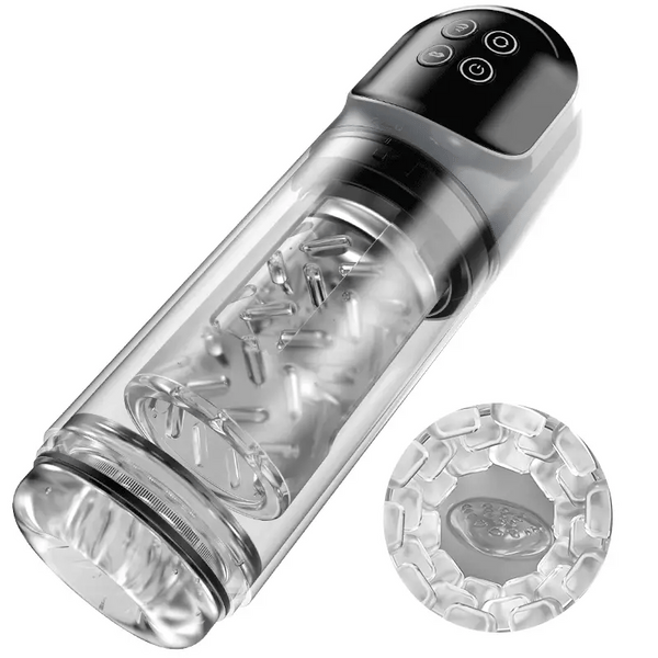 ThrustTrainer X – Smart LCD Stroker with Pump & Lick Modes 📈👅