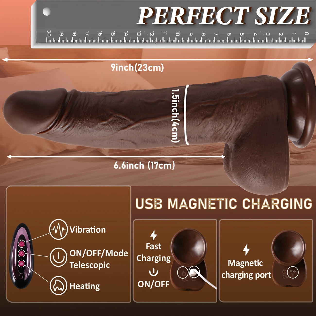 ThrustKing X – 4-in-1 Rotating Heatstroke Dildo with Remote Power Drive 🔥🍫💥