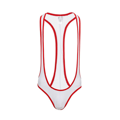Bare It Bold Mesh Mankini Bodysuit – Red Edition 🍒💪
