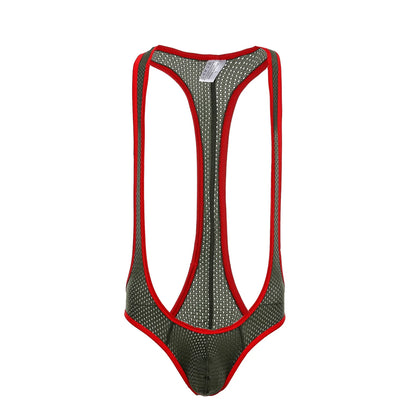 Bare It Bold Mesh Mankini Bodysuit – Red Edition 🍒💪