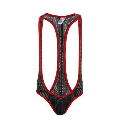 Bare It Bold Mesh Mankini Bodysuit – Red Edition 🍒💪