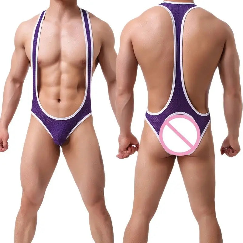 Bare It Bold Mesh Mankini Bodysuit – Red Edition 🍒💪