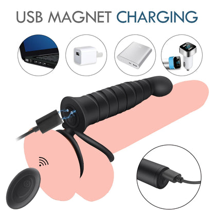 Remote-Controlled Prostate & Cock Ring Vibrator 🖤🔥