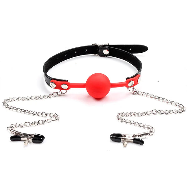 ObeyMe Ball Gag with Nipple Clamps  🔗