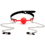 ObeyMe Ball Gag with Nipple Clamps  🔗