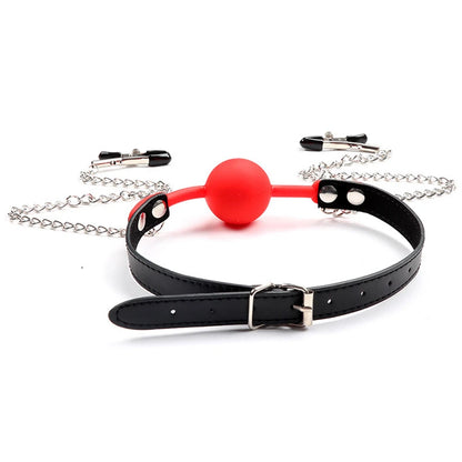 ObeyMe Ball Gag with Nipple Clamps  🔗