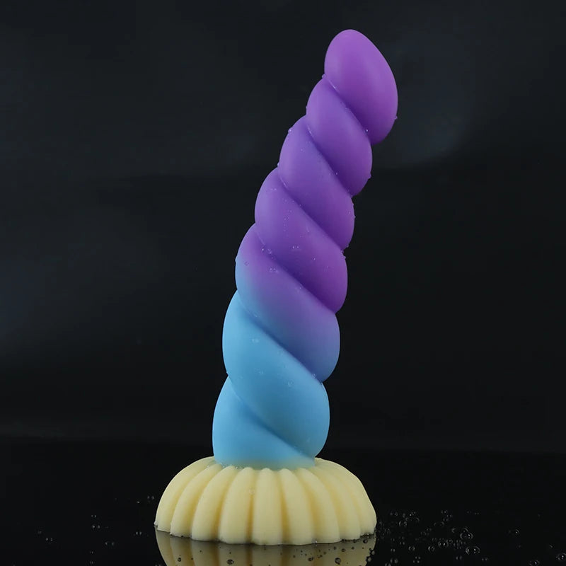 GlowPlug X – Gradient Silicone Dildo with Suction Grip & Waterproof Power 💜💙💛