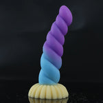GlowPlug X – Gradient Silicone Dildo with Suction Grip & Waterproof Power 💜💙💛