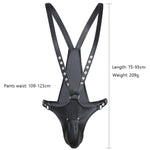 Gladiator Grip – Leather Pouch Harness Bodysuit 🖤⚔️