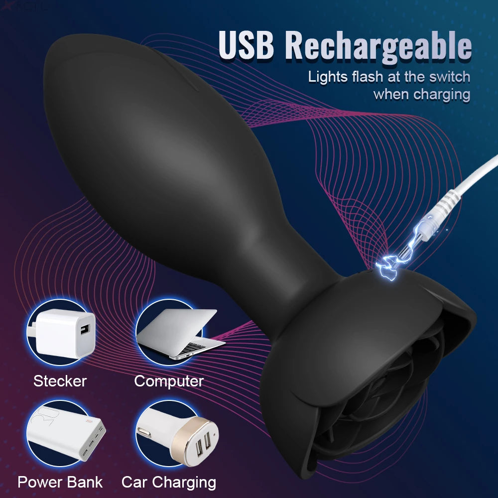 TwirlBloom – 360° Rotating Pleasure Plug with Remote Vibes 💫🌺📱