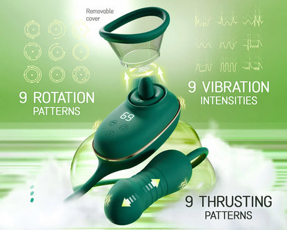 VibeLust Duo – Nipple Sucker & Pulsing Dildo Set 💚👅💥