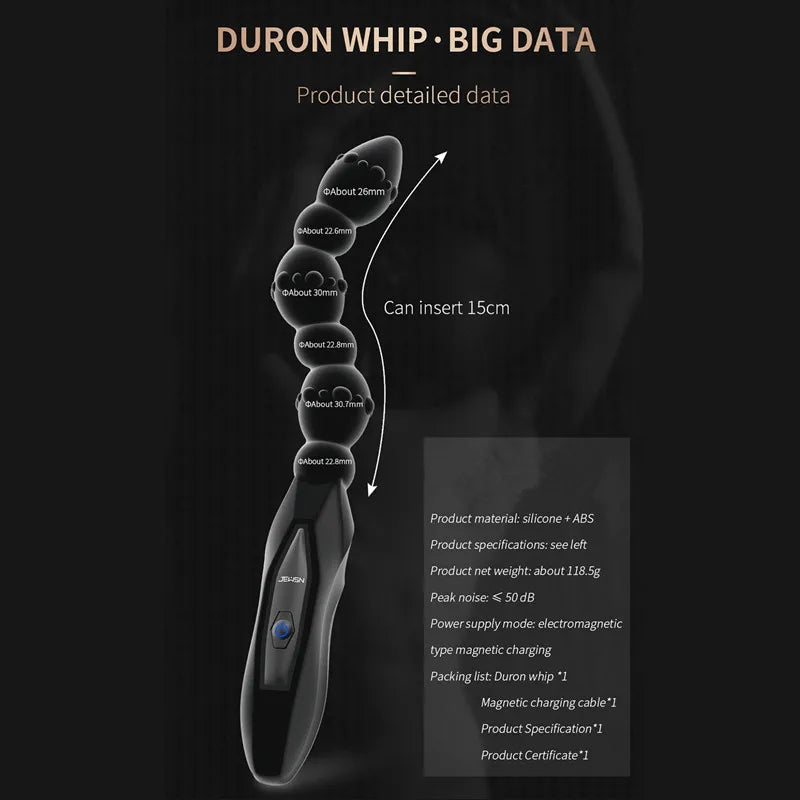Duron Whip – 10-Mode Vibrating Anal Beads🔥