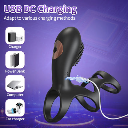 Vibrashock Remote Triple Ring Vibrator 🔥