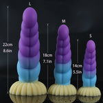 GlowPlug X – Gradient Silicone Dildo with Suction Grip & Waterproof Power 💜💙💛
