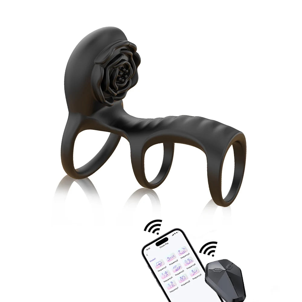 RosePulse Pro – Dual-Motor Cock Ring with Remote & App Control 🌹📱