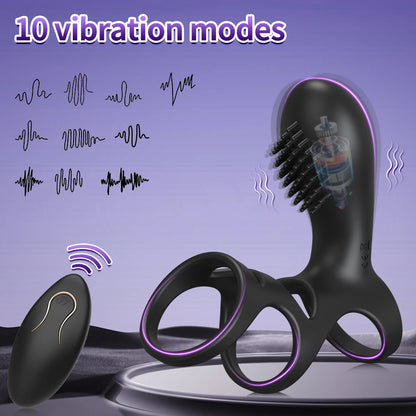 Vibrashock Remote Triple Ring Vibrator 🔥