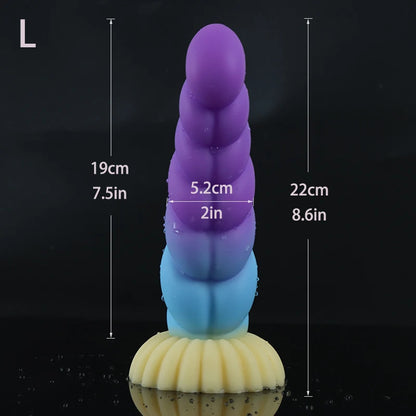 GlowPlug X – Gradient Silicone Dildo with Suction Grip & Waterproof Power 💜💙💛