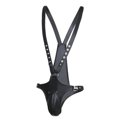 Gladiator Grip – Leather Pouch Harness Bodysuit 🖤⚔️