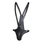 Gladiator Grip – Leather Pouch Harness Bodysuit 🖤⚔️