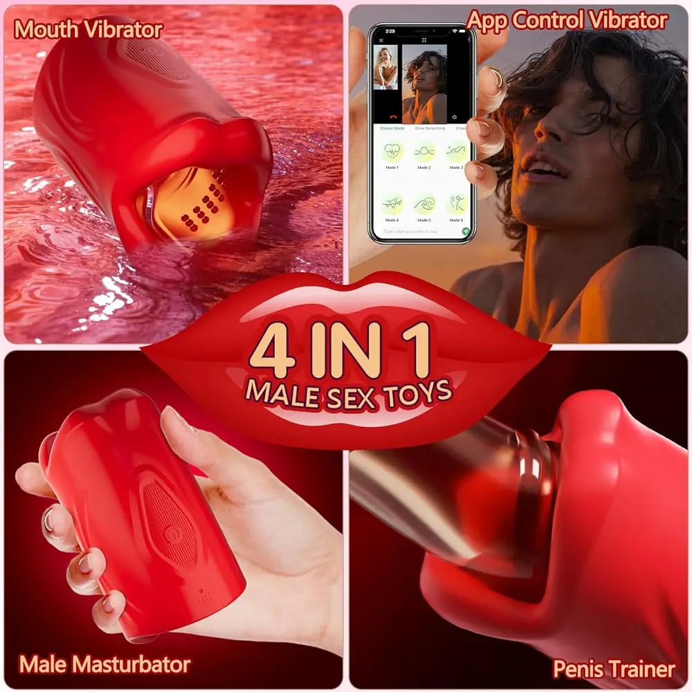 Red Lip Tease – App-Controlled Vibrating Mouth Trainer 💋📱🔥