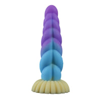 GlowPlug X – Gradient Silicone Dildo with Suction Grip & Waterproof Power 💜💙💛