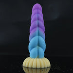 GlowPlug X – Gradient Silicone Dildo with Suction Grip & Waterproof Power 💜💙💛