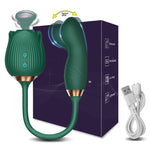 VelviRose X – Rose Suction Clit Stimulator with 10 Vibe Modes & Flexible Shaft 🌹💚