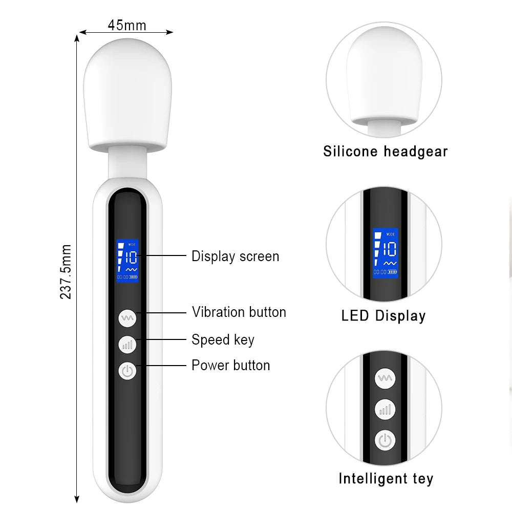DeepGlide LCD Wand Massager ⚡🖤📊