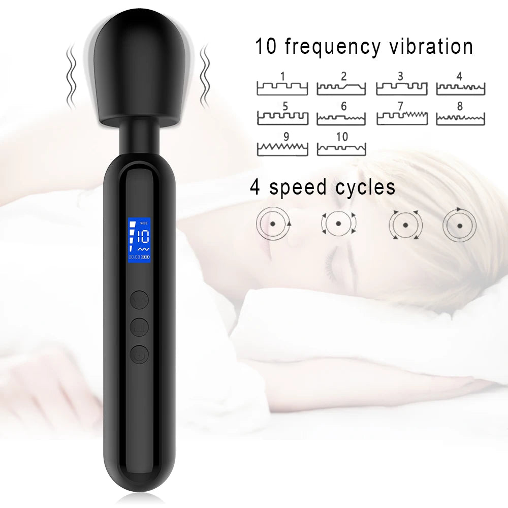 DeepGlide LCD Wand Massager ⚡🖤📊
