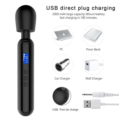 DeepGlide LCD Wand Massager ⚡🖤📊