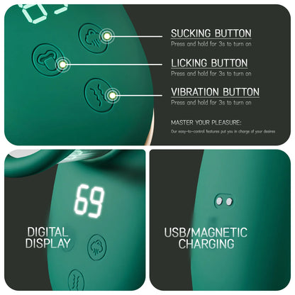 VibeLust Duo – Nipple Sucker & Pulsing Dildo Set 💚👅💥