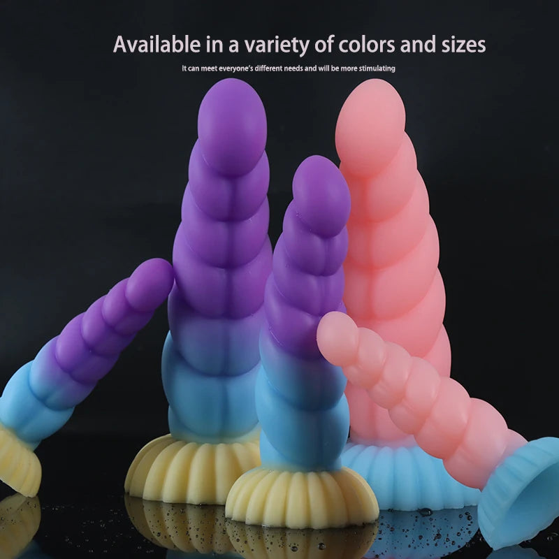 GlowPlug X – Gradient Silicone Dildo with Suction Grip & Waterproof Power 💜💙💛