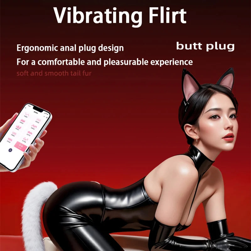 White fox vibrating plug tail 🦊💫🔥