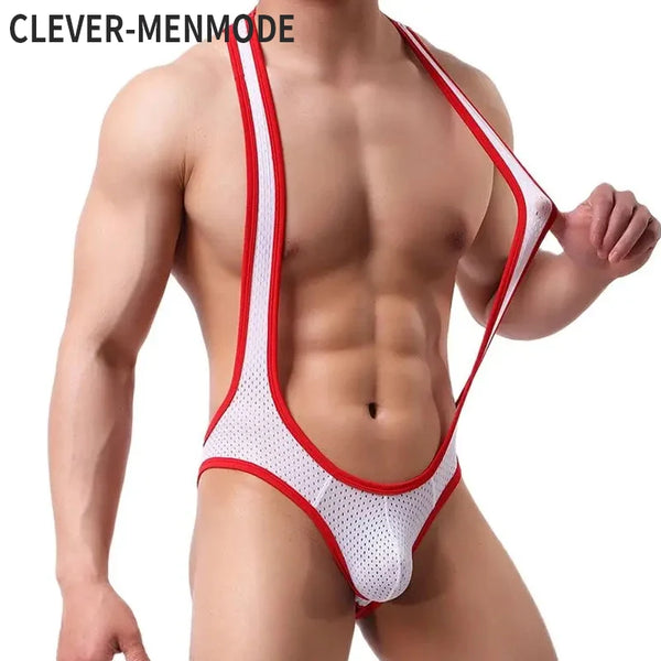 Bare It Bold Mesh Mankini Bodysuit – Red Edition 🍒💪