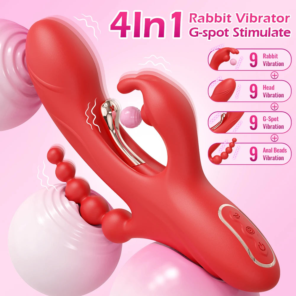 VibeRush Trio – 4-in-1 Rabbit with Beaded Tail 🐰💦